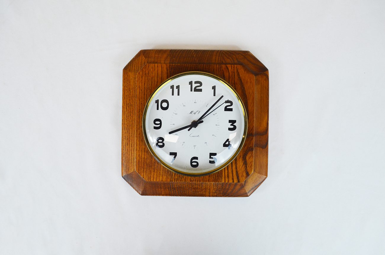 Orologio da parete vintage in legno e vetro – Quartz – The House
